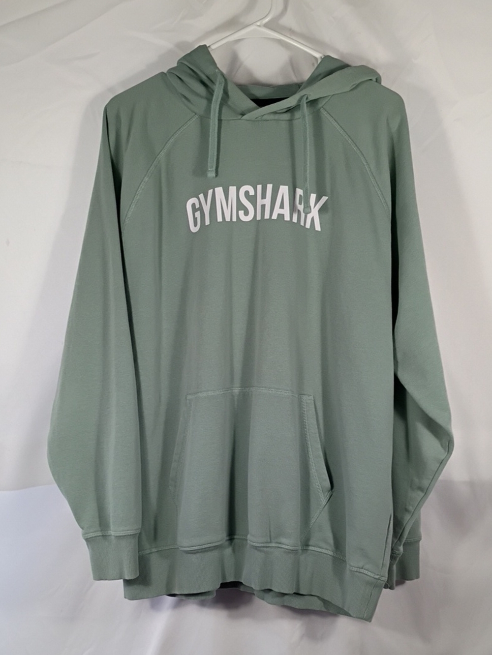 EUC Gymshark Hoodie Mens Sz XL Green Logo Pullover Outdoor Athleisure Gym